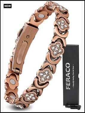 Pure Copper Magnetic Bracelet for Pain Relief, Neodymium Magnets 3800 Gauss